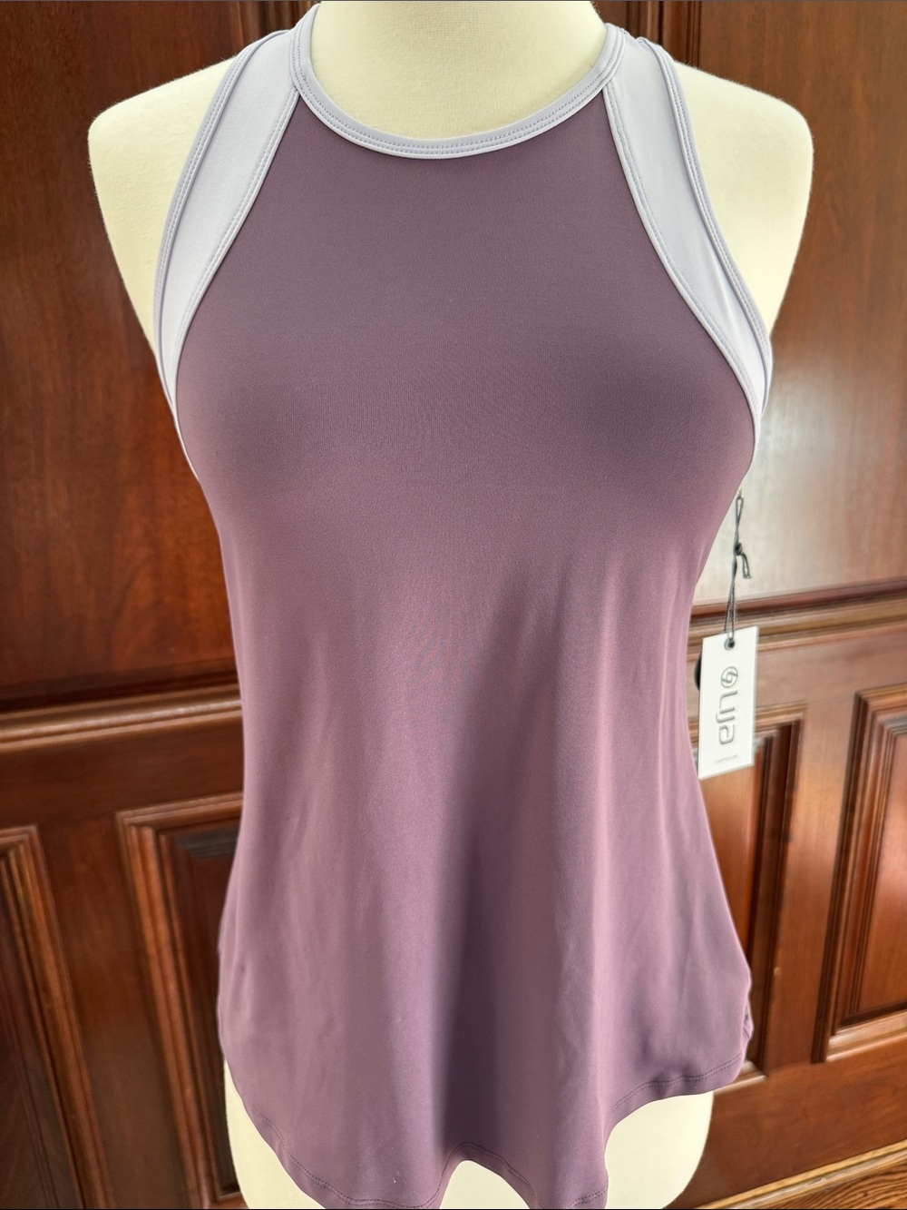 Lija Mauve Athletic Tank with Light Gray Trim - BNWT size Med